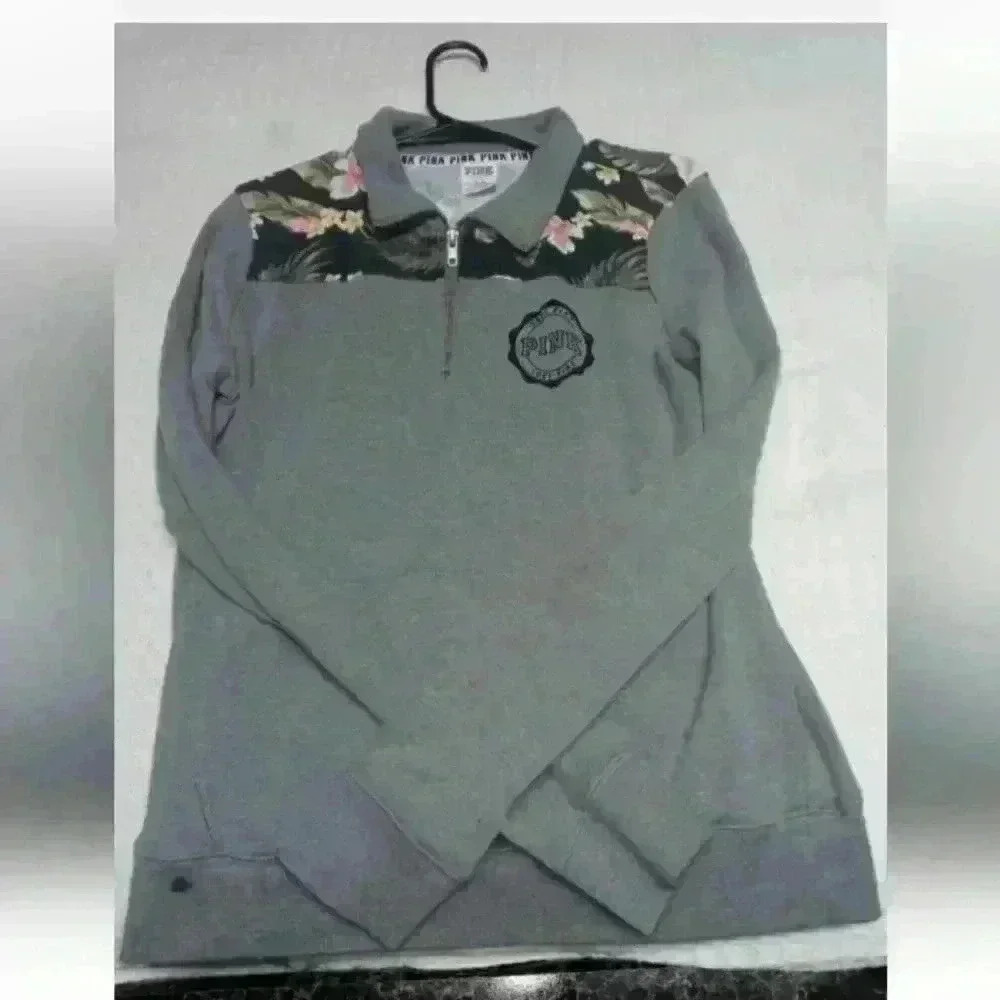 Victoria's Secret Pink Long Sleeve Gray Pull Over Size M